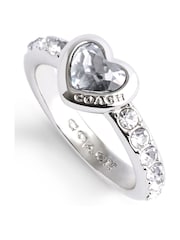 COACH Silver Tone Stone Heart Cocktail Ring - Image 2 of 2