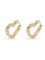 COACH Gold Tone Signature Quilted Heart Hoop Earrings - Image 2 of 2