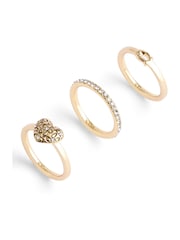 COACH Gold Tone Signature Quilted Heart Ring Set - Image 2 of 2
