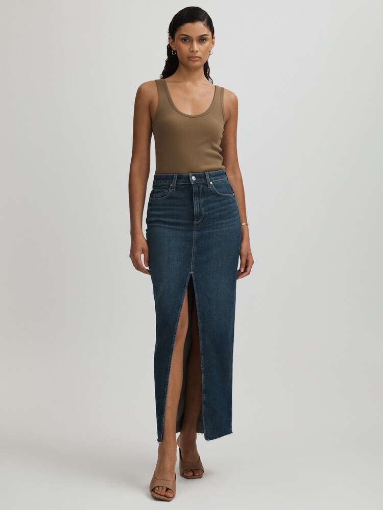Paige High Rise Denim Maxi Skirt - Image 1 of 5