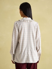 Joules Harper Check Cotton Tie Neck Blouse - Image 2 of 6