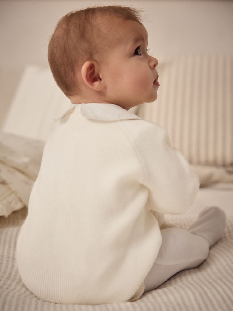 White Knitted Baby Cardigan - Image 8 of 9