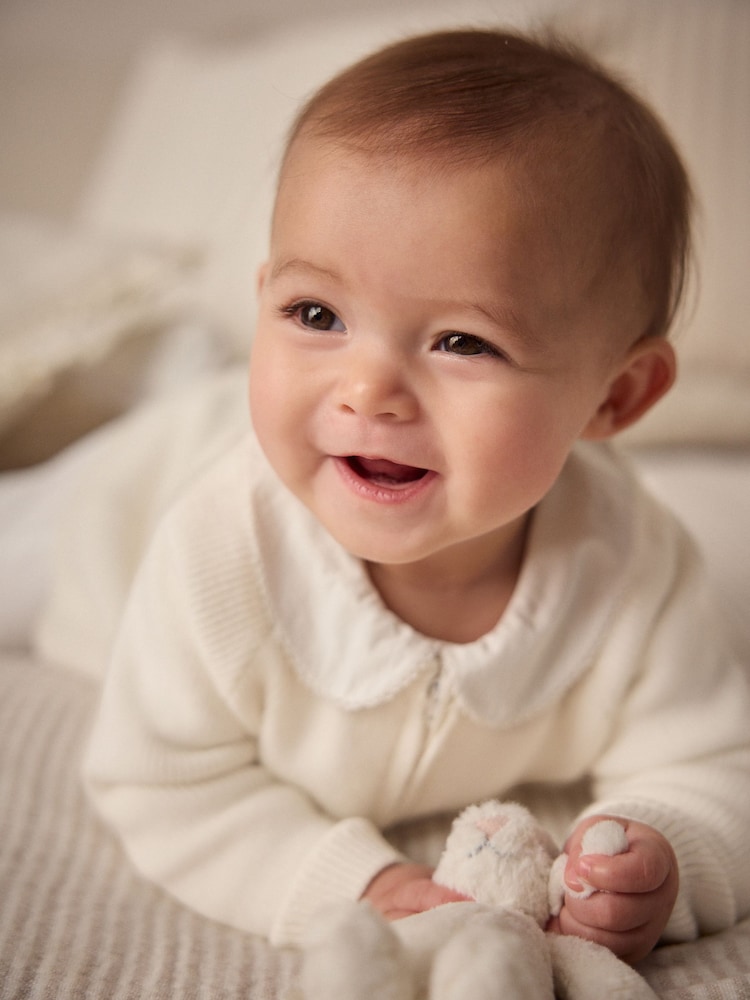 White Knitted Baby Cardigan - Image 9 of 9