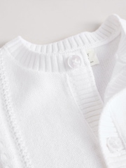 White Baby Knitted 100% Cotton Cardigan - Image 10 of 11