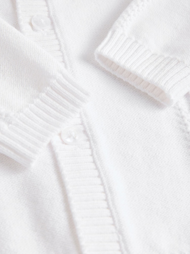 White Baby Knitted 100% Cotton Cardigan - Image 11 of 11