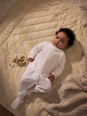 White Baby Knitted 100% Cotton Cardigan - Image 2 of 11