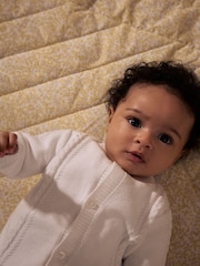 White Baby Knitted 100% Cotton Cardigan - Image 4 of 11