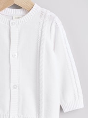 White Baby Knitted 100% Cotton Cardigan - Image 8 of 11