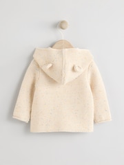 Ecru Neppy Knitted Hooded Baby Cardigan - Image 5 of 9