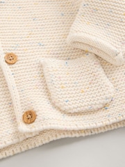 Ecru Neppy Knitted Hooded Baby Cardigan - Image 8 of 9