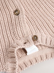 Hello World Neutral Chunky Knitted Embroidered Baby Cardigan - Image 7 of 9