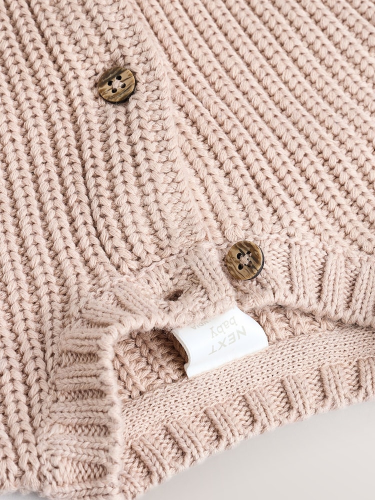 Hello World Neutral Chunky Knitted Embroidered Baby Cardigan - Image 7 of 9
