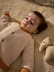 Milk Club Neutral Chunky Knitted Embroidered Baby Cardigan - Image 2 of 5