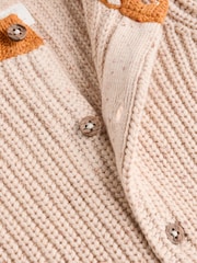 Milk Club Neutral Chunky Knitted Embroidered Baby Cardigan - Image 5 of 5