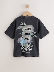 Charcoal Grey Snake Washed Graphic T-Shirt (3-16yrs) - Image 2 of 4
