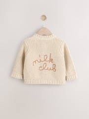 Neutral Chunky Knitted Embroidered Baby Cardigan - Image 1 of 1