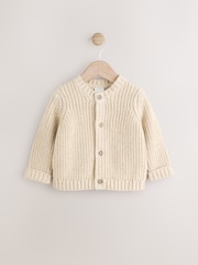 Neutral Chunky Knitted Embroidered Baby Cardigan - Image 2 of 6