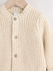 Neutral Chunky Knitted Embroidered Baby Cardigan - Image 3 of 6