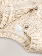 Neutral Chunky Knitted Embroidered Baby Cardigan - Image 4 of 6