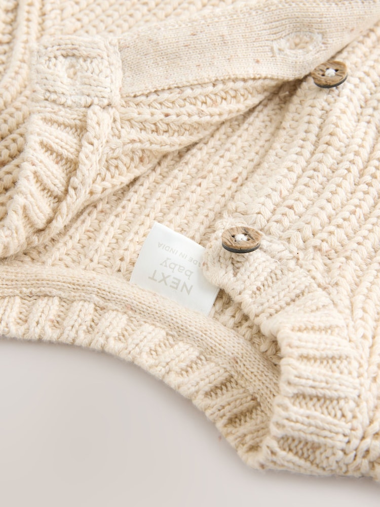 Neutral Chunky Knitted Embroidered Baby Cardigan - Image 4 of 6