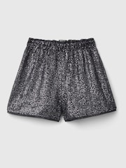 Benetton Girls 100% Cotton Sequin High Waist Shorts - Image 1 of 3