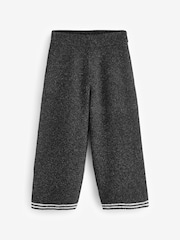 Benetton 100% Cotton Long Black Trousers In Fishermans Rib With Side Slits - Image 1 of 1