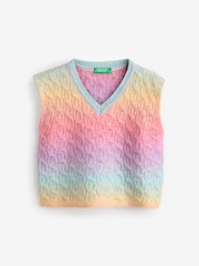 Benetton Pink/Blue 100% Cotton Cable Knit Vest - Image 1 of 1
