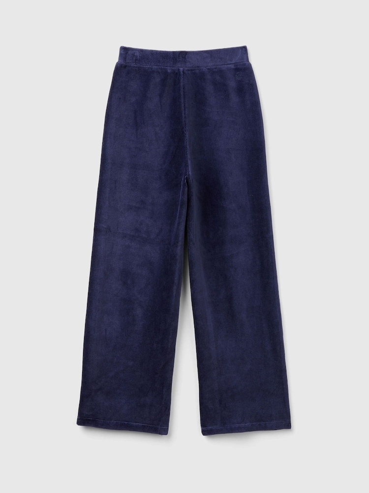 Benetton Blue Palazzo 100% Cotton Trousers - Image 1 of 3
