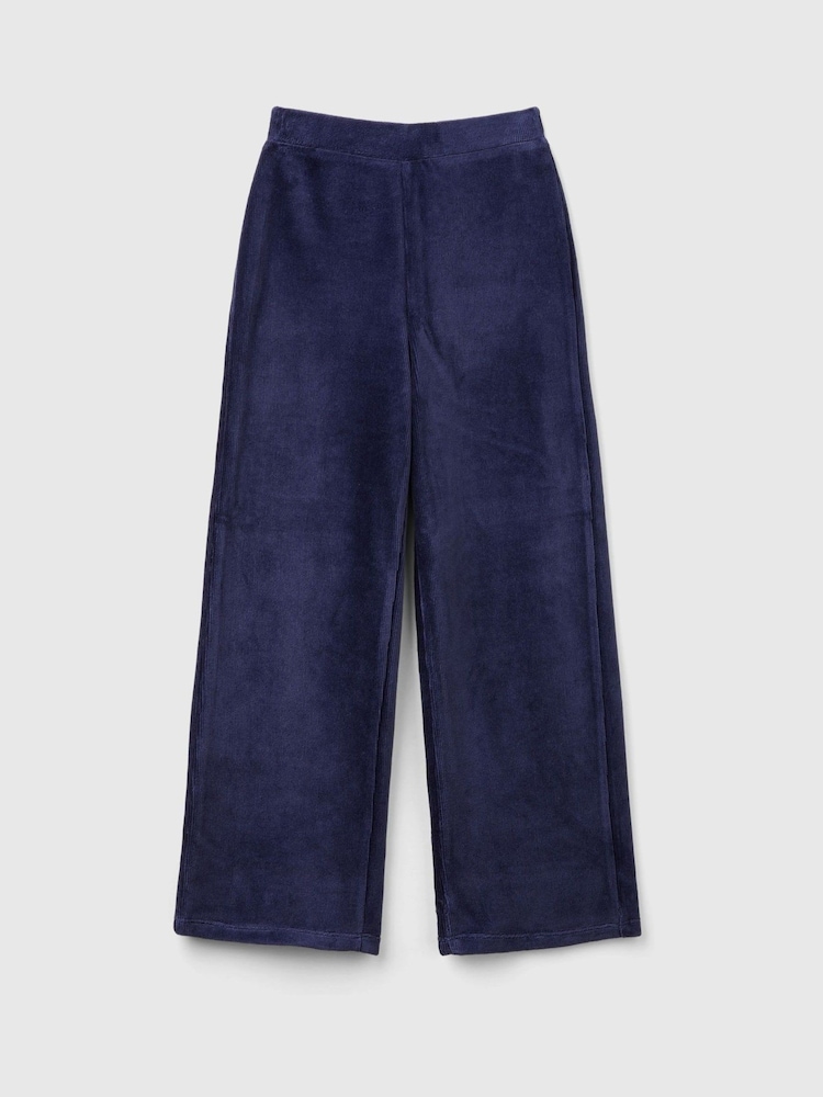 Benetton Blue Palazzo 100% Cotton Trousers - Image 2 of 3