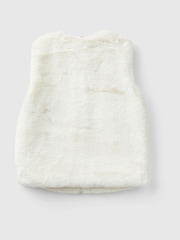 Benetton Cream Soft Faux Fur Gilet With Zip Closure - Image 2 of 3