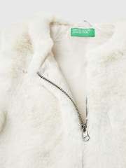 Benetton Cream Soft Faux Fur Gilet With Zip Closure - Image 3 of 3
