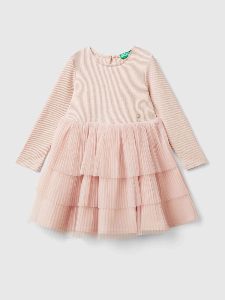 وردي - فستان تول بكم طويل من Benetton - Image 1 of 3