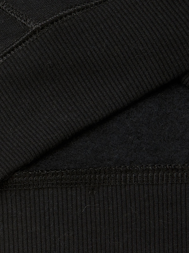 Benetton Brushed Fleece Zipped Black Hoodies Faux Fur Lined Hood - Image 3 of 3