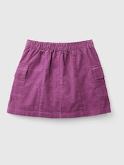 Benetton lila Cord-Minirock mit vorderen Falten und Seitentaschen - Bild 2 von 3