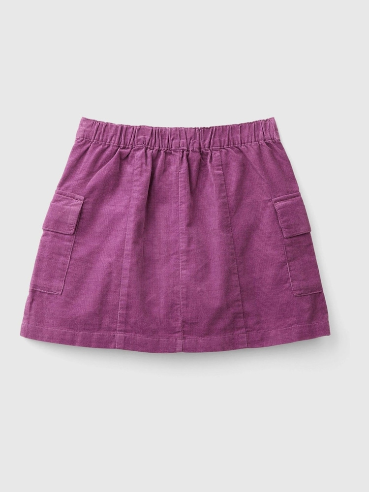 Benetton lila Cord-Minirock mit vorderen Falten und Seitentaschen - Bild 2 von 3