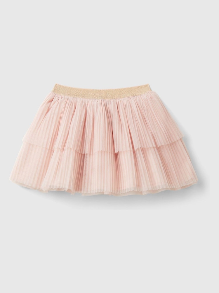Benetton Tulle Double Frill Pink Skirt - Image 1 of 3 Benetton Tulle Double Frill Pink Skirt - Image 1 of 3