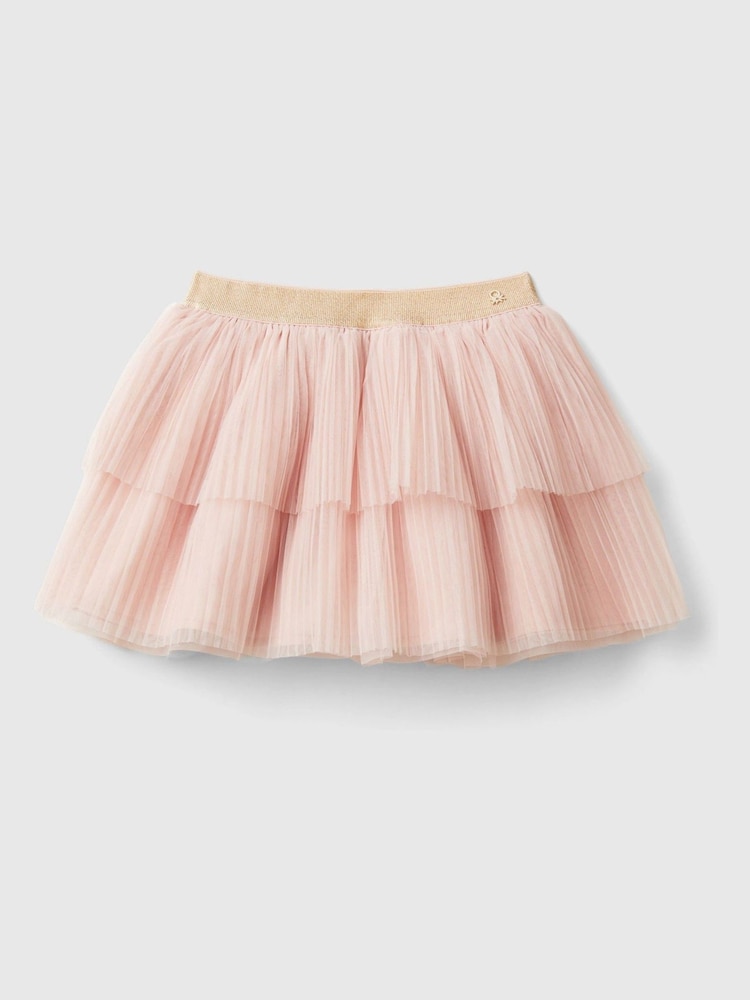 Benetton Tulle Double Frill Pink Skirt - Image 2 of 3 Benetton Tulle Double Frill Pink Skirt - Image 2 of 3