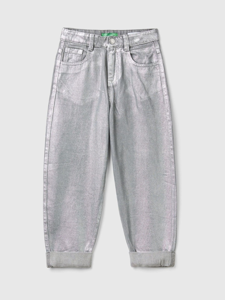 Benetton Silber beschichtete Denim-Jeans - Bild 1 von 3