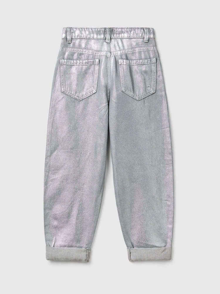 Benetton Silver Coated Denim Jeans - Image 2 of 3 Benetton Silver Coated Denim Jeans - Image 2 of 3