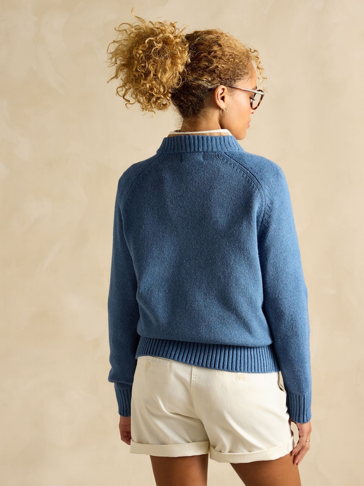 Joules Jonty Blue Cotton Rich Intarsia Knit Jumper - Image 2 of 6
