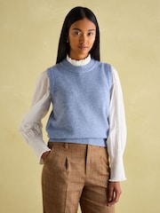Joules Holly Light Blue Regular Fit Knitted Vest - Image 1 of 7