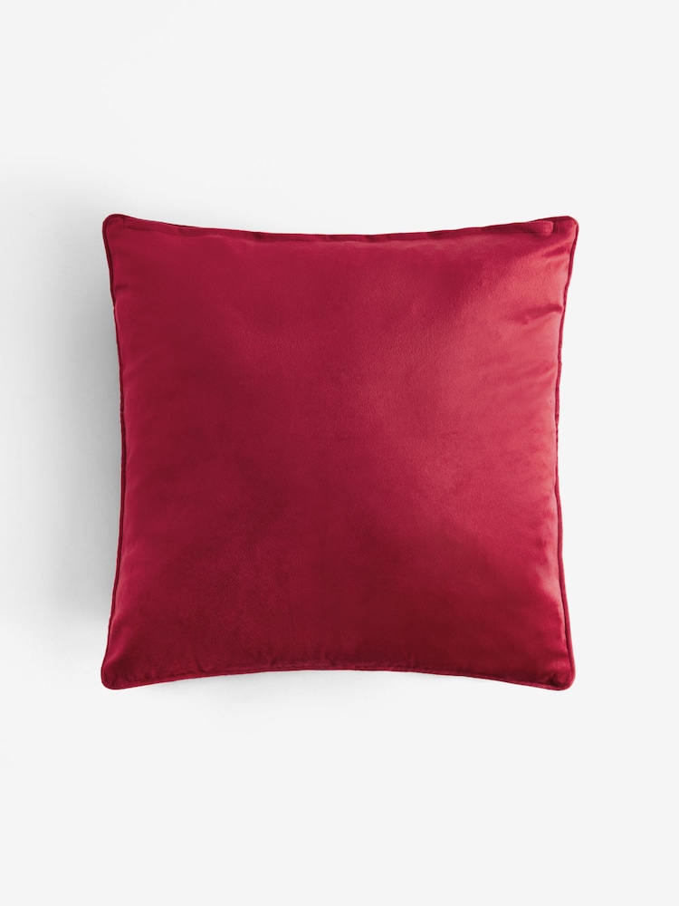 Red 43 x 43cm Matte Velvet Cushion - Image 4 of 5
