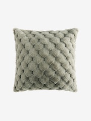Sage Green 50 x 50cm Luna Scallop Faux Fur Cushion - Image 3 of 5