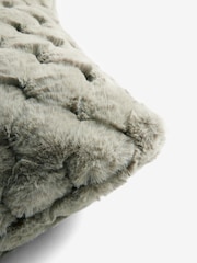Sage Green 50 x 50cm Luna Scallop Faux Fur Cushion - Image 5 of 5