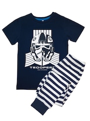 Brands In Blue Star Wars Mandalorian & Grogu Troopers Pyjamas - Image 1 of 3
