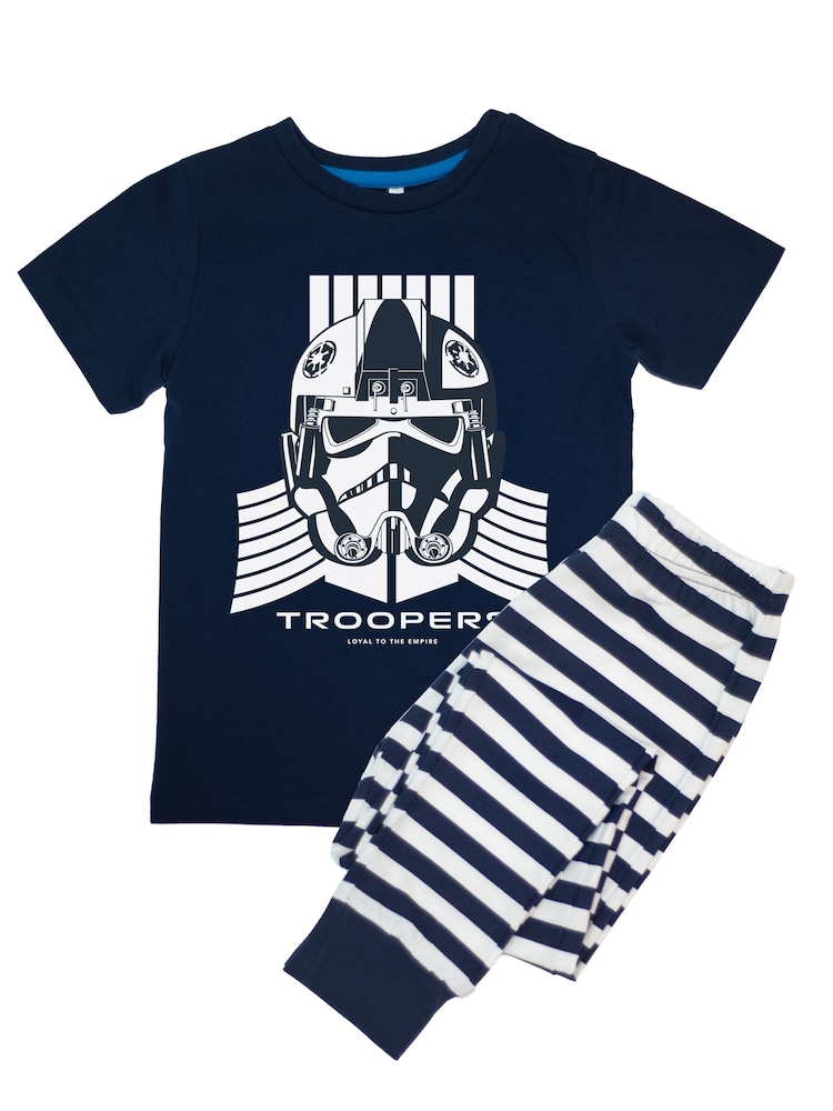Brands In Blue Star Wars Mandalorian & Grogu Troopers Pyjamas - Image 1 of 3 Brands In Blue Star Wars Mandalorian & Grogu Troopers Pyjamas - Image 1 of 3