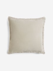 Stone Natural 59 x 59cm Soft Velour Fringe Cushion - Image 3 of 5