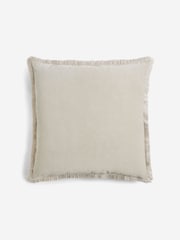 Stone Natural 59 x 59cm Soft Velour Fringe Cushion - Image 4 of 5