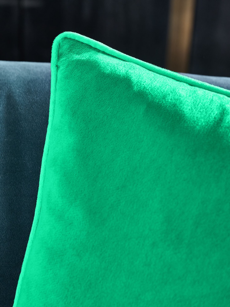 Green 50 x 50cm Matte Velvet Contrast Pipe Cushion - Image 2 of 5