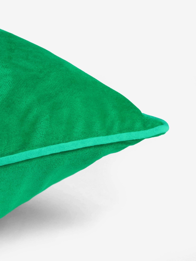 Green 50 x 50cm Matte Velvet Contrast Pipe Cushion - Image 5 of 5